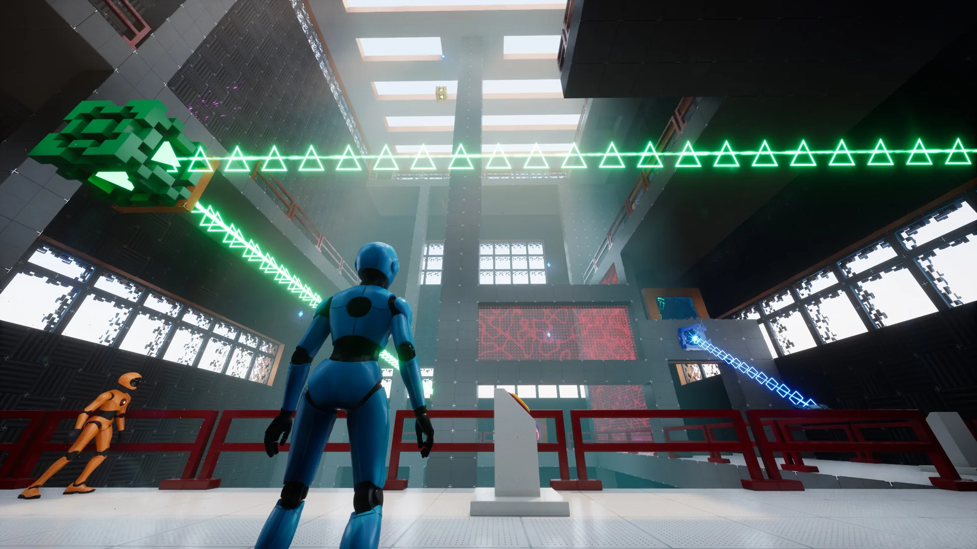 Large puzzle chamber with a green beam