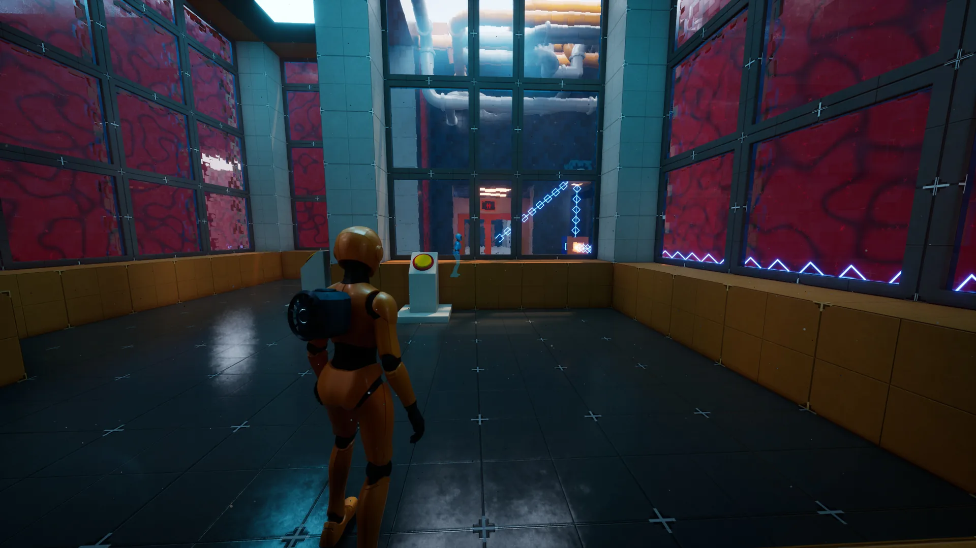 Facility room with exterior windows